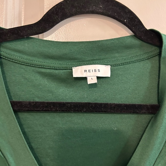 Reiss Deep Green Long Sleeve V-Neck Top - Picture 2 of 7